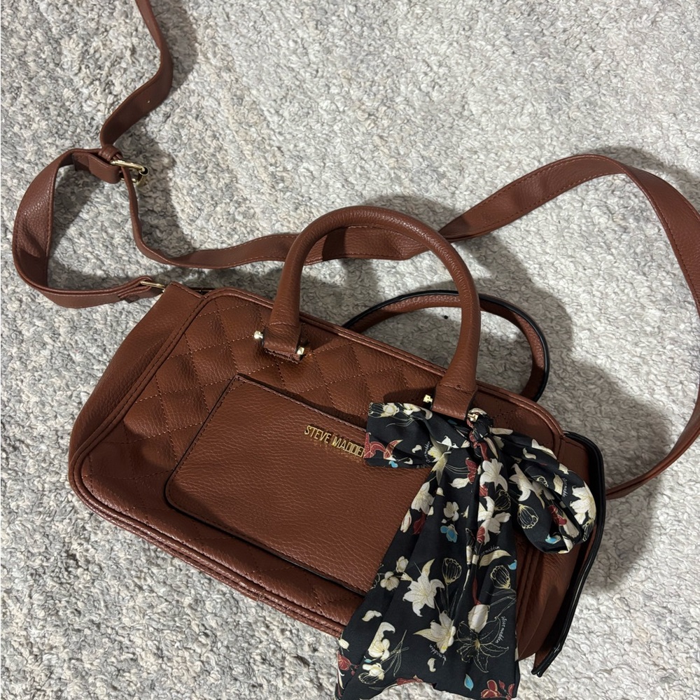 Steve Madden Tan Satchel with Floral Accent